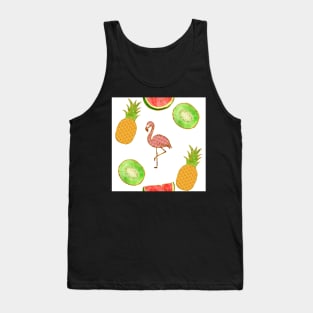 simple, white, flamingo,  yellow, square, pineapple, banana, yellow, orange, juicy, fruit, glitter, gold, summer, pattern, funny, sunny Tank Top